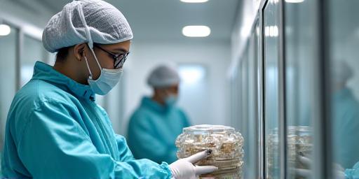 Specialist logistics team handling pharmaceutical cargo in temperature-controlled environment